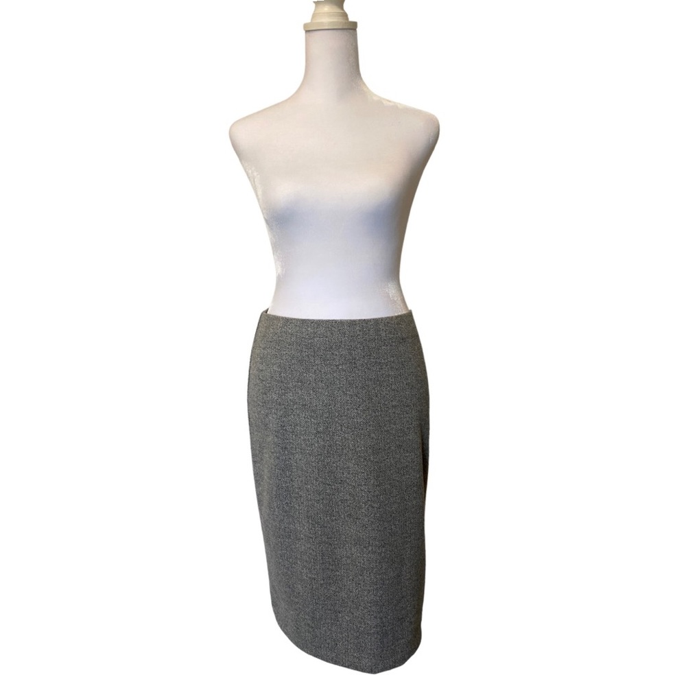 Old Money, Quiet Luxury Pencil Skirt w/ subtle Herringbone Pattern, Grey SZ XS